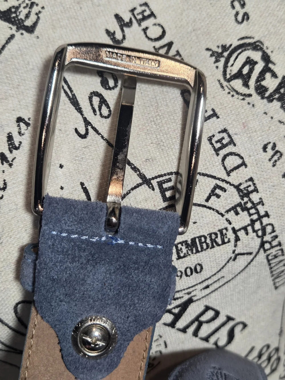Timberland Blue Leather Belt Size M Made in Italy M4100 414